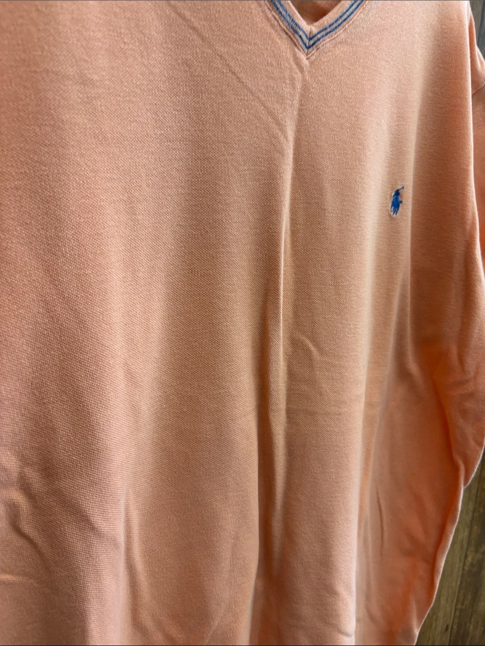 Polo by Ralph Lauren Peach V-Neck Short Sleeve Polo Shirt